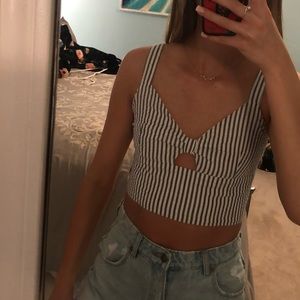 Forever 21 size S seersucker blue and white crop